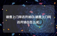 销售上门拜访开场白(销售上门拜访开场白怎么说)
