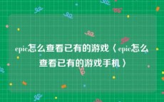 epic怎么查看已有的游戏〈epic怎么查看已有的游戏手机〉