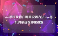 vivo手机录音在哪里设置方法 vivo手机的录音在哪里设置