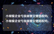 小规模企业亏损需要交增值税吗(小规模企业亏损需要交增值税吗)