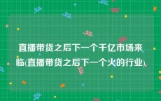 直播带货之后下一个千亿市场来临(直播带货之后下一个火的行业)