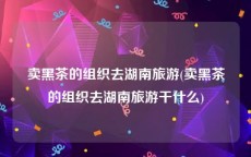 卖黑茶的组织去湖南旅游(卖黑茶的组织去湖南旅游干什么)
