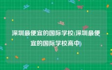深圳最便宜的国际学校(深圳最便宜的国际学校高中)