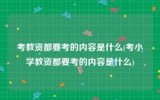 考教资都要考的内容是什么(考小学教资都要考的内容是什么)