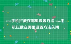 vivo手机拦截在哪里设置方法 vivo手机拦截在哪里设置方法关闭