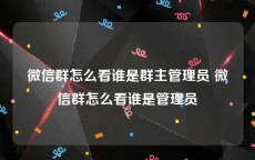 微信群怎么看谁是群主管理员 微信群怎么看谁是管理员