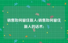 销售如何留住新人(销售如何留住新人的话术)