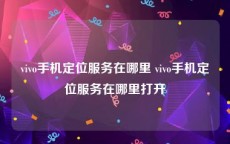 vivo手机定位服务在哪里 vivo手机定位服务在哪里打开