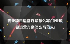 物业项目运营方案怎么写(物业项目运营方案怎么写范文)