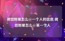 微信群里怎么@一个人的信息 微信群里怎么@某一个人