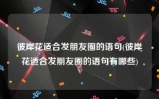 彼岸花适合发朋友圈的语句(彼岸花适合发朋友圈的语句有哪些)