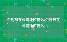 企划部在公司地位高么(企划部在公司地位高么)