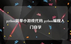 python简单小游戏代码 python编程入门自学