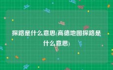 探路是什么意思(高德地图探路是什么意思)