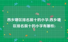 西乡塘区排名前十的小学(西乡塘区排名前十的小学有哪些)
