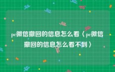 pc微信撤回的信息怎么看〈pc微信撤回的信息怎么看不到〉