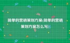 简单的营销策划方案(简单的营销策划方案怎么写)