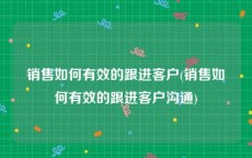 销售如何有效的跟进客户(销售如何有效的跟进客户沟通)