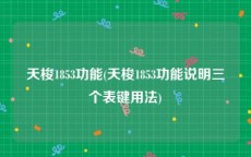 天梭1853功能(天梭1853功能说明三个表键用法)