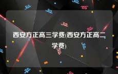 西安方正高三学费(西安方正高二学费)