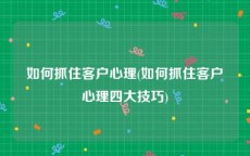 如何抓住客户心理(如何抓住客户心理四大技巧)