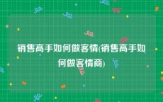 销售高手如何做客情(销售高手如何做客情商)