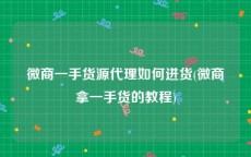 微商一手货源代理如何进货(微商拿一手货的教程)