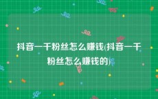 抖音一千粉丝怎么赚钱(抖音一千粉丝怎么赚钱的)