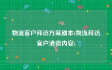 物流客户拜访方案剧本(物流拜访客户洽谈内容)
