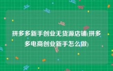 拼多多新手创业无货源店铺(拼多多电商创业新手怎么做)