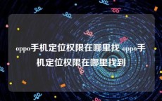 oppo手机定位权限在哪里找 oppo手机定位权限在哪里找到