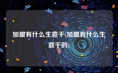 加盟有什么生意干(加盟有什么生意干的)