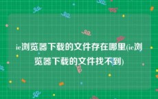 ie浏览器下载的文件存在哪里(ie浏览器下载的文件找不到)