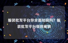 服装批发平台你全面知晓吗？服装批发平台细致阐明