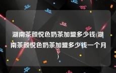 湖南茶颜悦色奶茶加盟多少钱(湖南茶颜悦色奶茶加盟多少钱一个月)