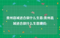 贵州县城适合做什么生意(贵州县城适合做什么生意赚钱)