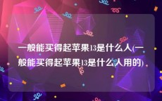 一般能买得起苹果13是什么人(一般能买得起苹果13是什么人用的)
