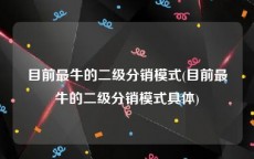 目前最牛的二级分销模式(目前最牛的二级分销模式具体)
