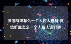 微信群里怎么一个人拉人进群 微信群里怎么一个人拉人进群聊