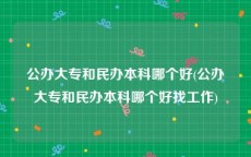 公办大专和民办本科哪个好(公办大专和民办本科哪个好找工作)