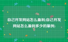 自己开发网站怎么盈利(自己开发网站怎么盈利多少的案例)