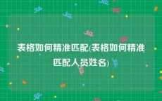 表格如何精准匹配(表格如何精准匹配人员姓名)