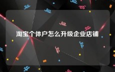 淘宝个体户怎么升级企业店铺