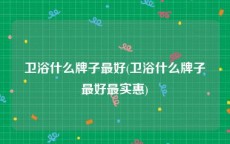 卫浴什么牌子最好(卫浴什么牌子最好最实惠)