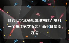 好的低价女装加盟如何找？爆料一个阳江男女服装厂商平价拿货办法