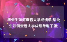 毕业生如何查看大学成绩单(毕业生如何查看大学成绩单电子版)