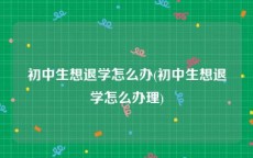 初中生想退学怎么办(初中生想退学怎么办理)