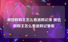 微信群群主怎么看退群记录 微信群群主怎么看退群记录呢