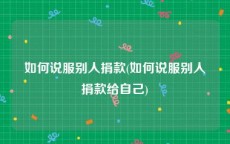 如何说服别人捐款(如何说服别人捐款给自己)
