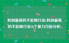利润最高的不起眼行业(利润最高的不起眼行业20个暴力行业分析)